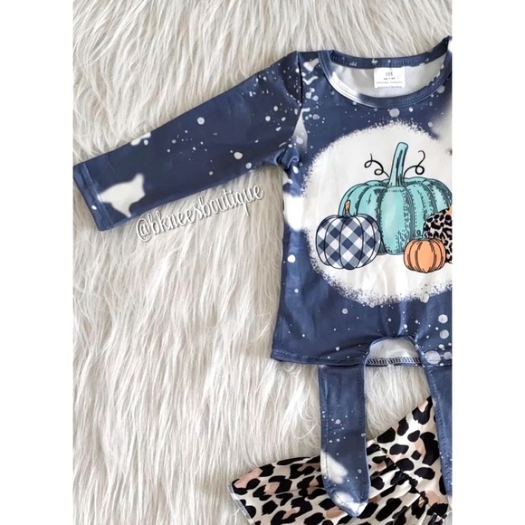 Bleached Dyed Autumn Fall Little Pumpkins Matching Clothing Toddler Set - Picture 2 of 3